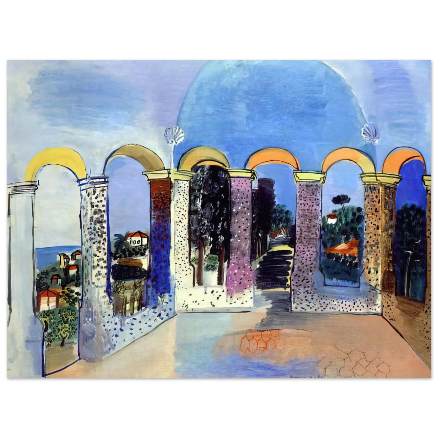 Raoul Dufy - ARCADES AT VALLAURIS 1927  75x100 cm / 30x40inches Fine Art Poster