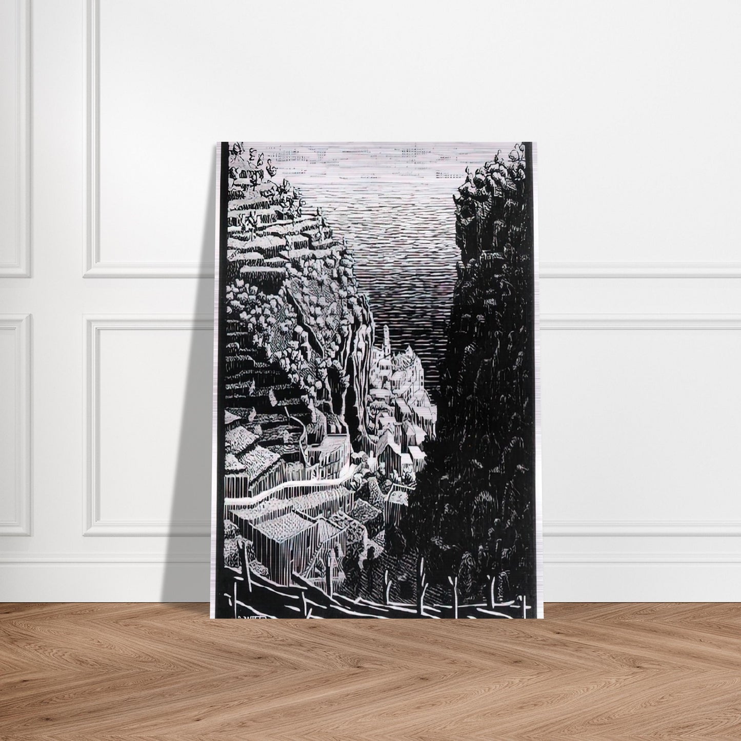 ATRANI COAST OF AMALFI 1 - MC Escher Brushed Aluminum Print - 70x100 cm / 28x40 inches | MC Escher Aluminum Print | MC Escher Prints