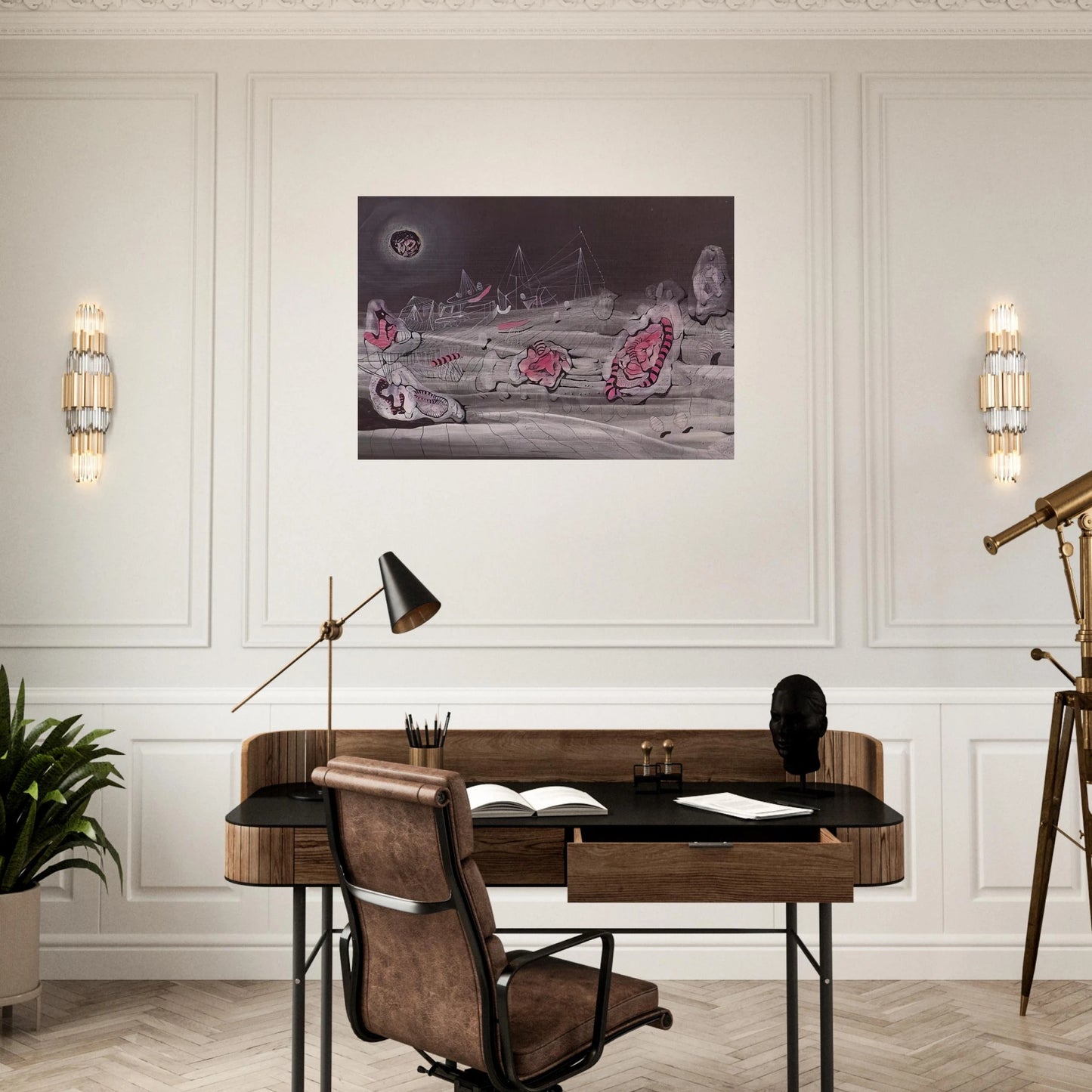 DARK LIGHT 1940 - Roberto Matta Brushed Aluminum Print - 70x100 cm / 28x40 inches | Roberto Matta Aluminum Print | Roberto Matta Prints