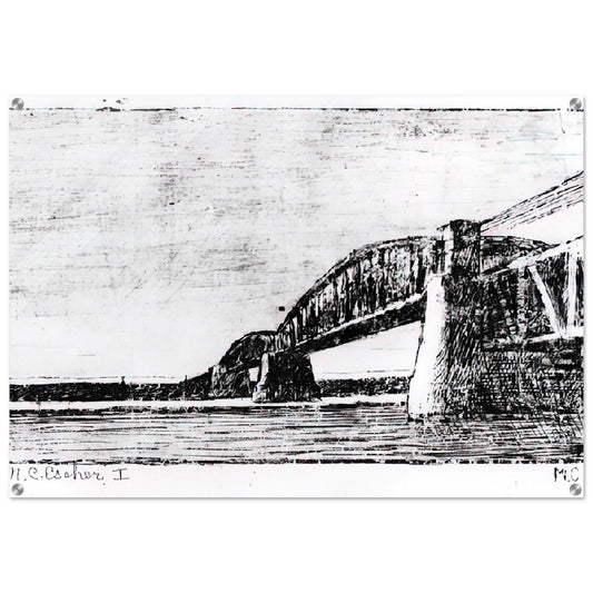 RAILWAY BRIDGE OOSTERBEEK - MC Escher Acrylic Print - 70x100 cm / 28x40″ inches | MC Escher Wall Art | MC Escher Prints