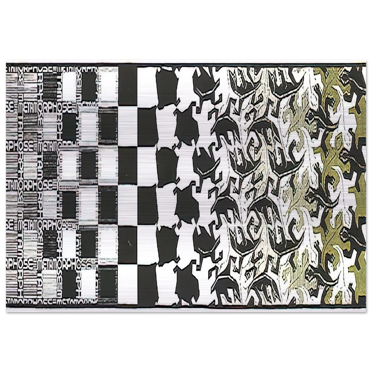 METAMORPHOSIS II EXCERPT 2 - MC Escher Brushed Aluminum Print - 70x100 cm / 28x40 inches | MC Escher Aluminum Print | MC Escher Prints