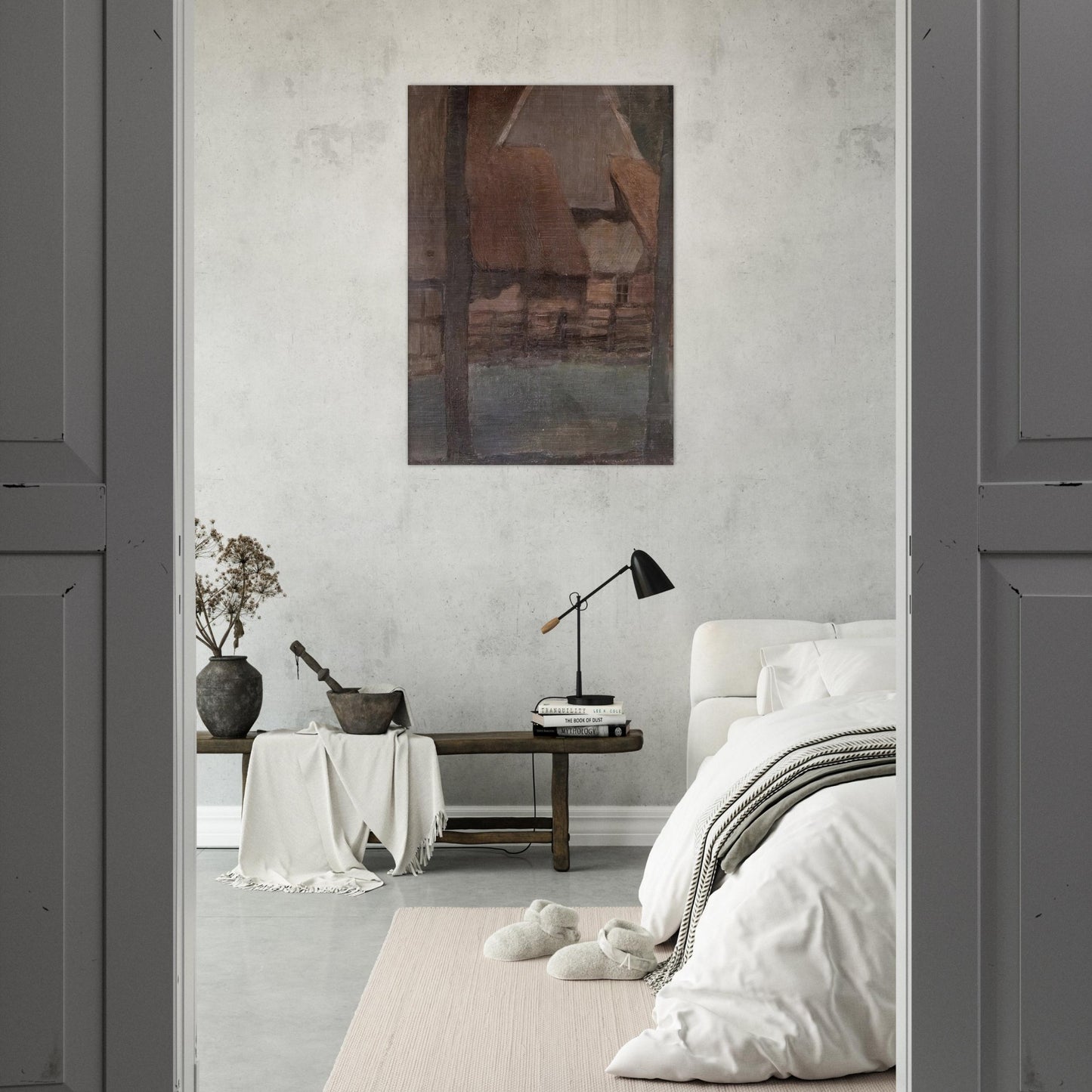 Gable Farm with trees - Piet Mondrian Brushed Aluminum Print - 70x100 cm / 28x40 inches | Piet Mondrian Aluminum Print | Piet Mondrian Prints
