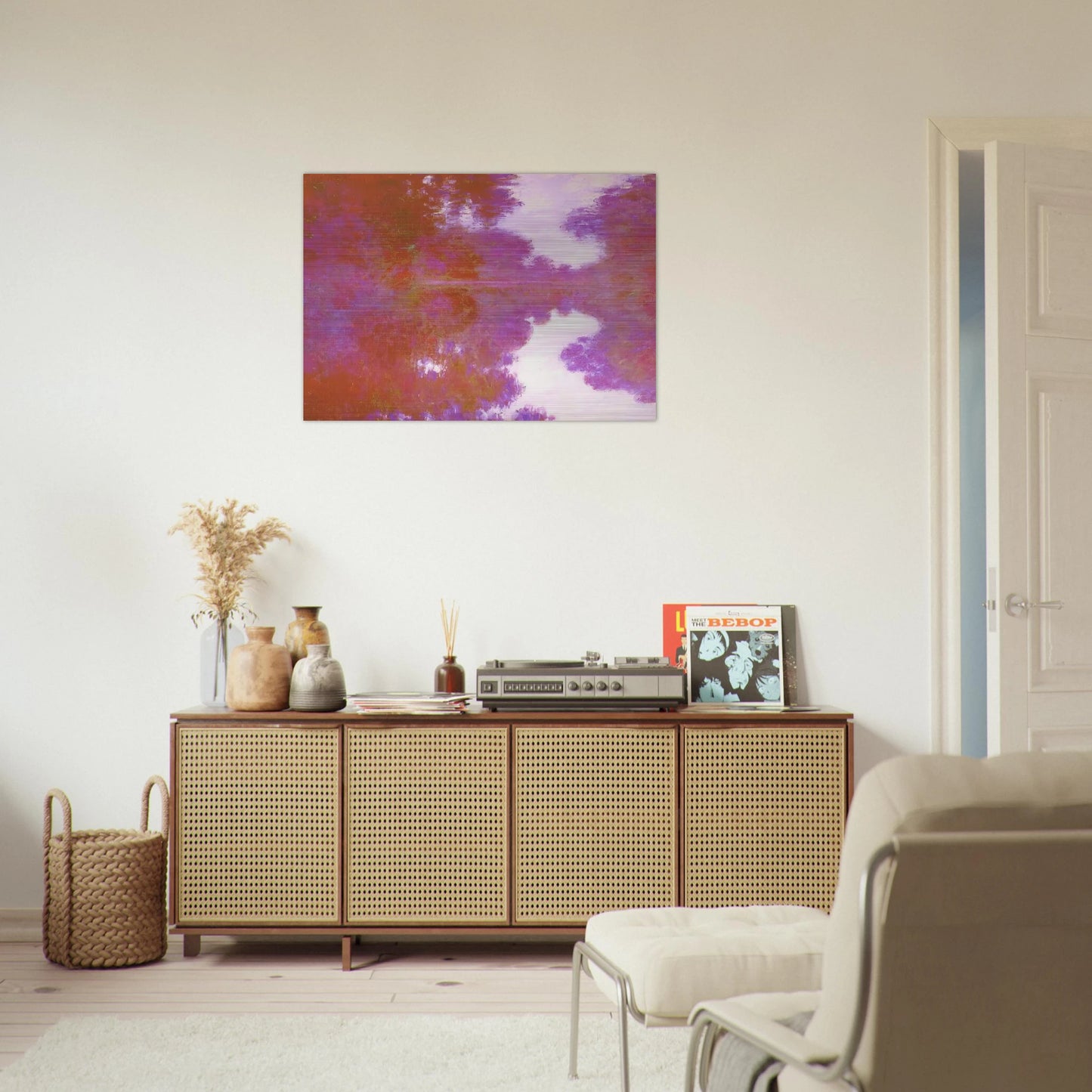 Misty Morning on the Seine, Mauve - claude monet Brushed Aluminum Print - 70x100 cm / 28x40 inches | claude monet Aluminum Print | claude monet Prints