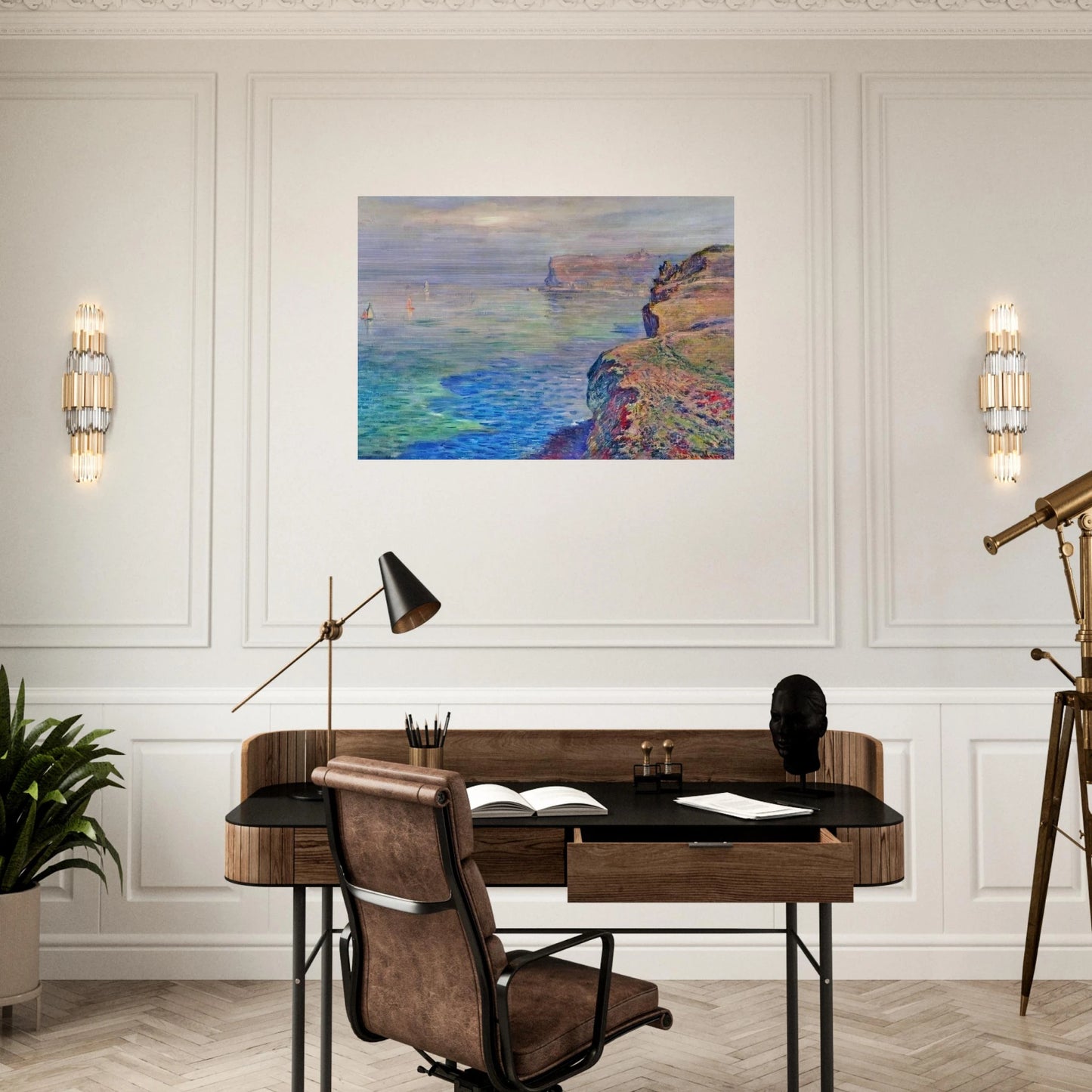 Cliff at Grainval near Fecamp - claude monet Brushed Aluminum Print - 70x100 cm / 28x40 inches | claude monet Aluminum Print | claude monet Prints
