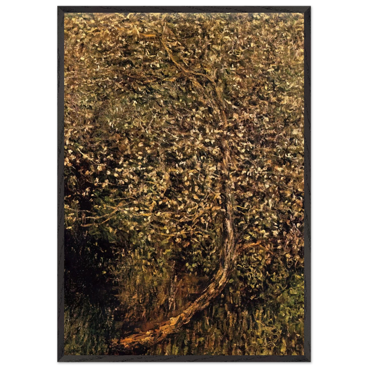 Apple Trees in Blossom by the Water - claude monet 70x100 cm / 28x40 inches Framed Art Print – Black Wooden Frame