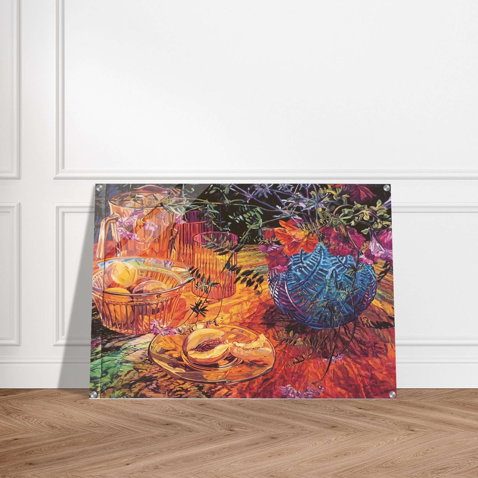 CUT PEACH BLUE VASE 1993 - Janet Fish Acrylic Print - 70x100 cm / 28x40″ inches
