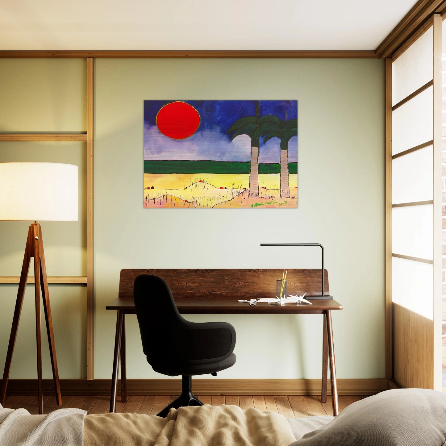 Marinha com Sol e Palmeiras - 2003 - Aldemir Martins Brushed Aluminum Print - 70x100 cm / 28x40 inches | Aldemir Martins Aluminum Print | Aldemir Martins Prints
