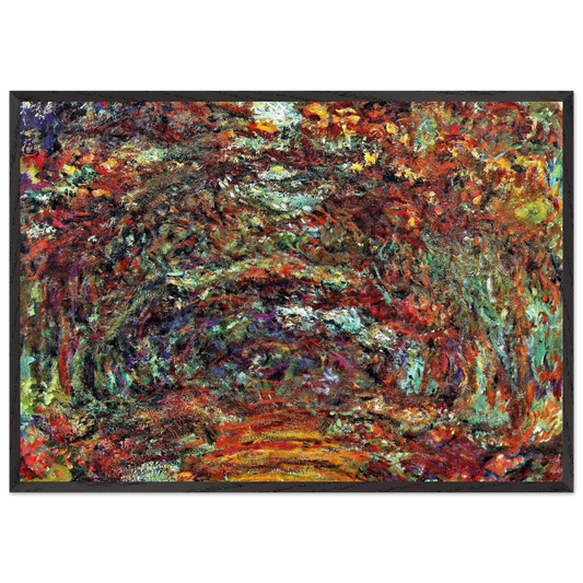 The Rose Path Giverny - claude monet 70x100 cm / 28x40 inches Framed Art Print – Black Wooden Frame
