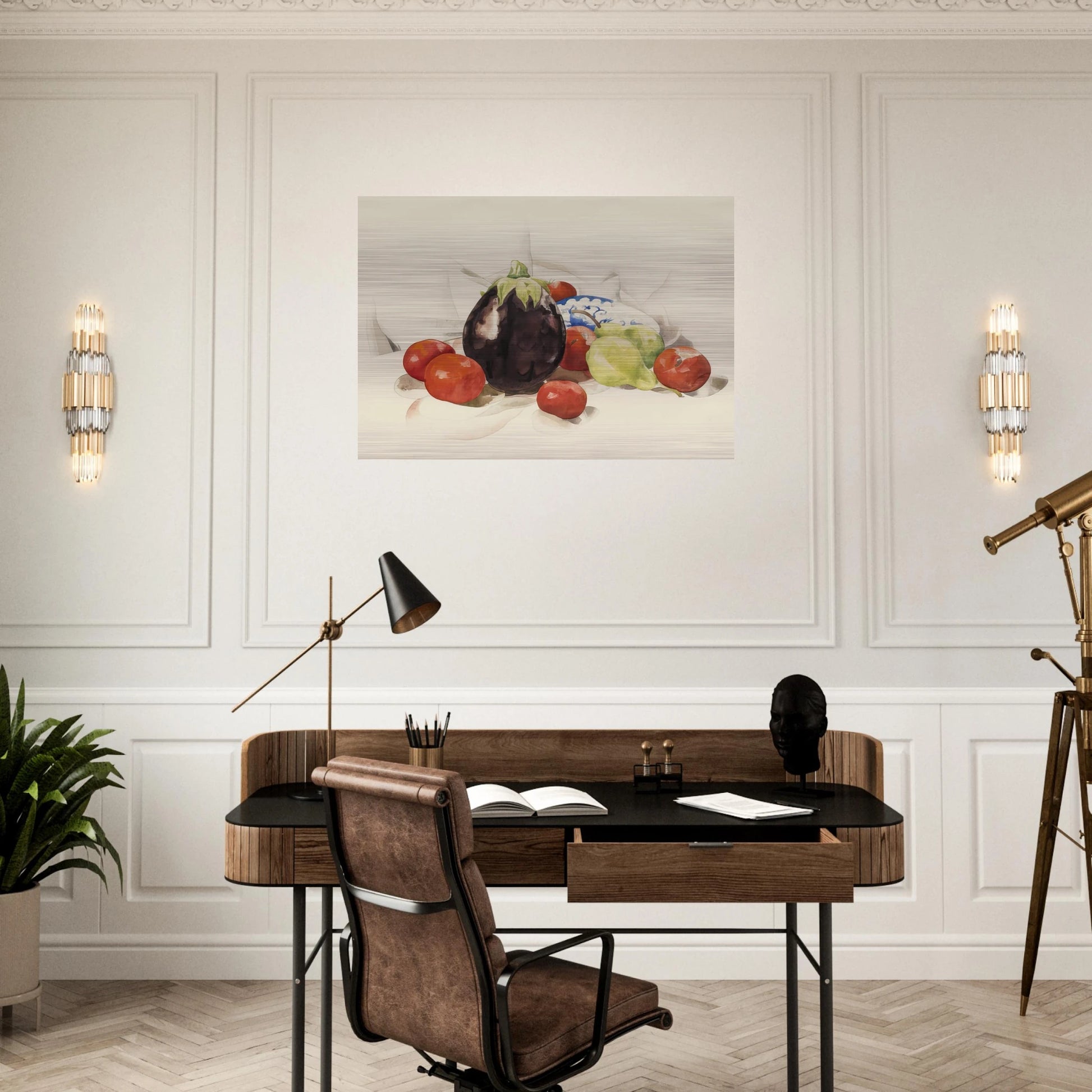 Eggplant and Tomatoes - 1926 - Charles Demuth Brushed Aluminum Print - 70x100 cm / 28x40 inches | Charles Demuth Aluminum Print | Charles Demuth Prints