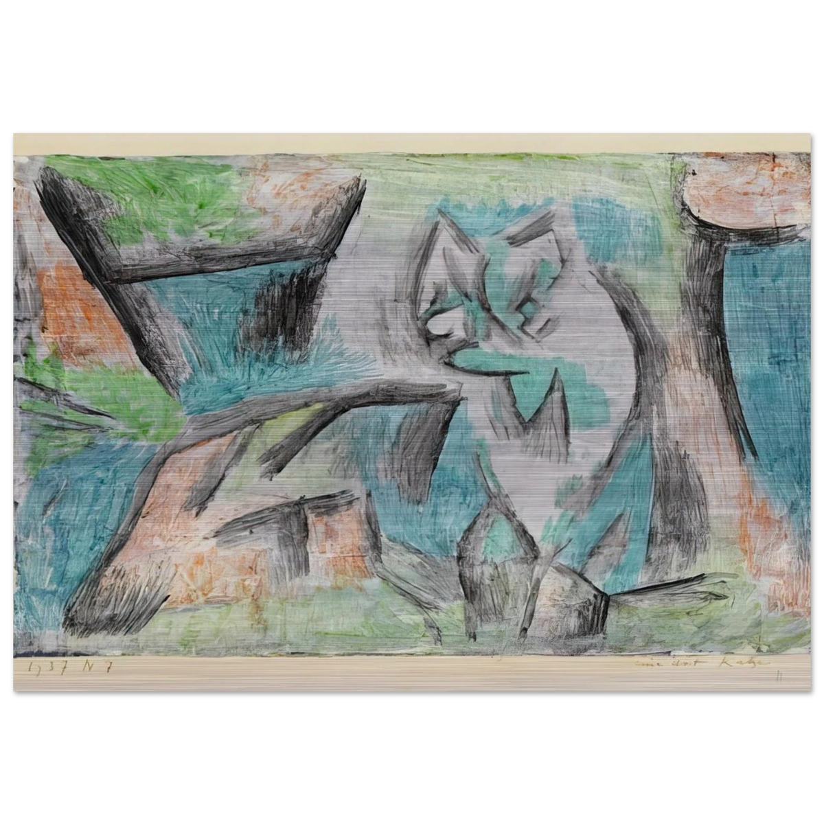 A KIND OF CAT 1937 - Paul Klee Brushed Aluminum Print - 70x100 cm / 28x40 inches | Paul Klee Aluminum Print | Paul Klee Prints