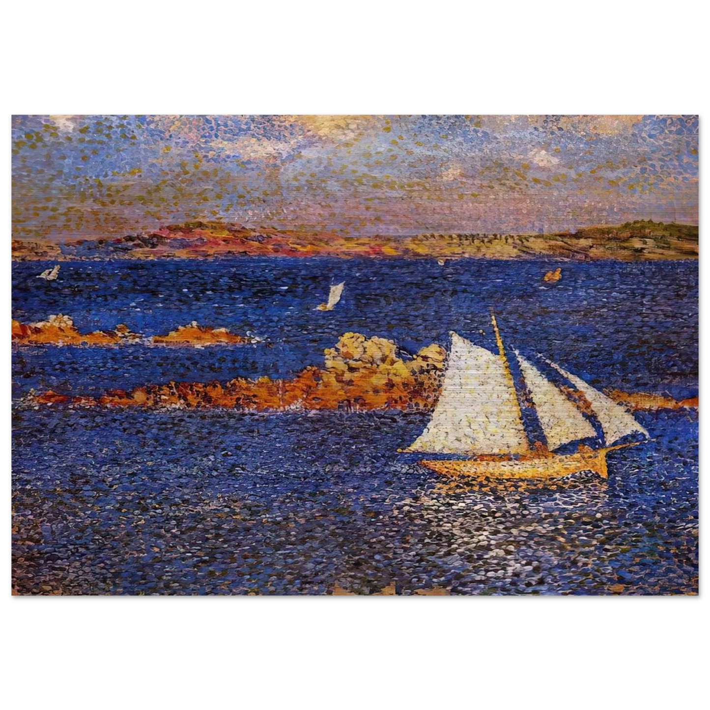 NEAR THE ROCKS OF PER KIRIDEC 1889 - Theo van Rysselberghe Brushed Aluminum Print - 70x100 cm / 28x40 inches | Theo van Rysselberghe Aluminum Print | Theo van Rysselberghe Prints