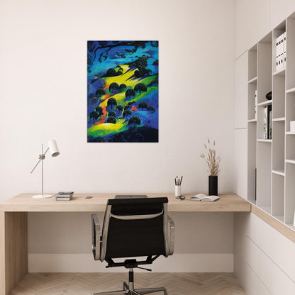 Fading Sunset Flame - Eyvind Earle Brushed Aluminum Print - 70x100 cm / 28x40 inches | Eyvind Earle Aluminum Print | Eyvind Earle Prints
