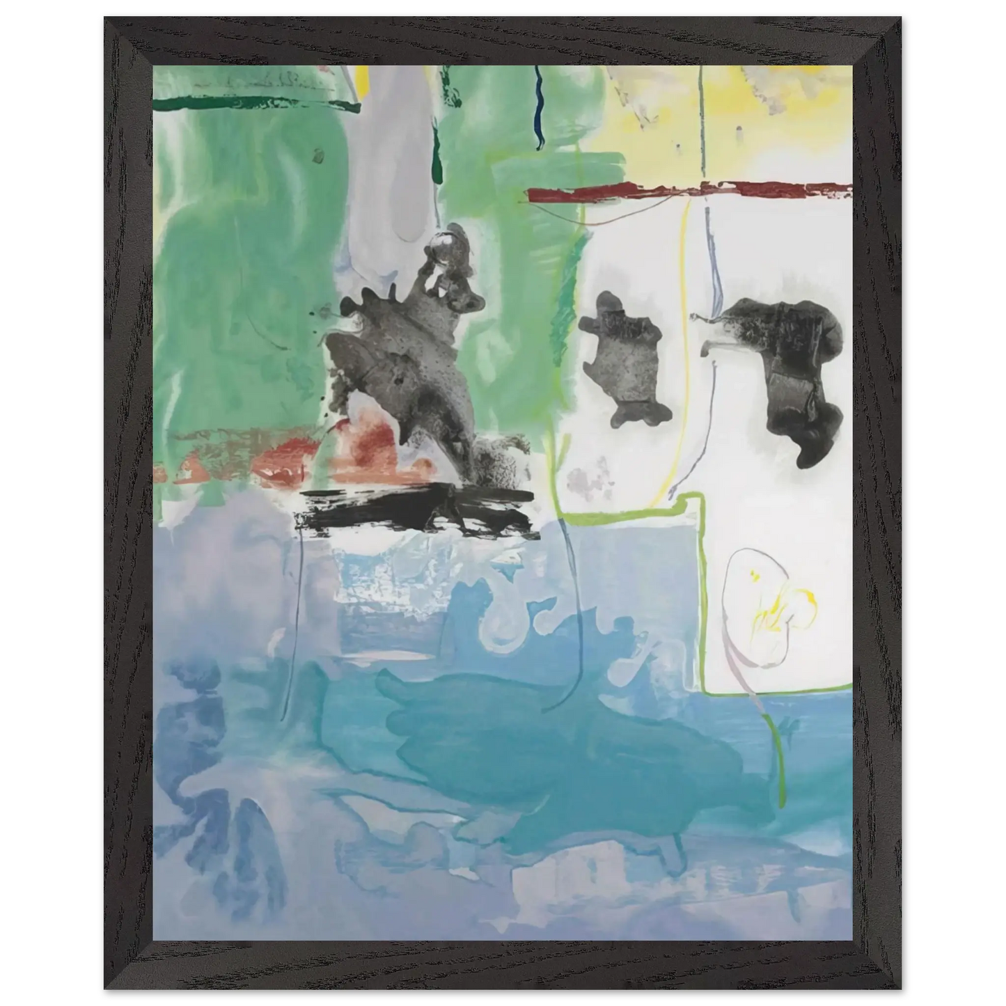 Helen Frankenthaler - West Wind - 1997 Wall art - 28x43  cm / XL (11x17 Inches) - Premium Wooden Framed Poster With Fine Art Paper - White frame