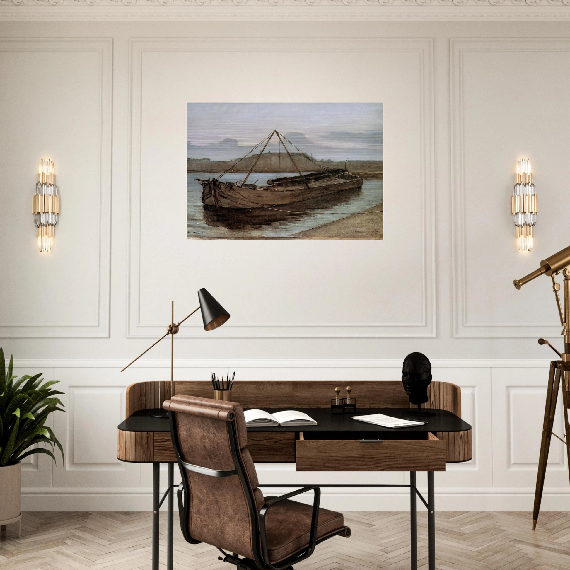 Evening at Weesperzijde Sun - Piet Mondrian Brushed Aluminum Print - 70x100 cm / 28x40 inches | Piet Mondrian Aluminum Print | Piet Mondrian Prints
