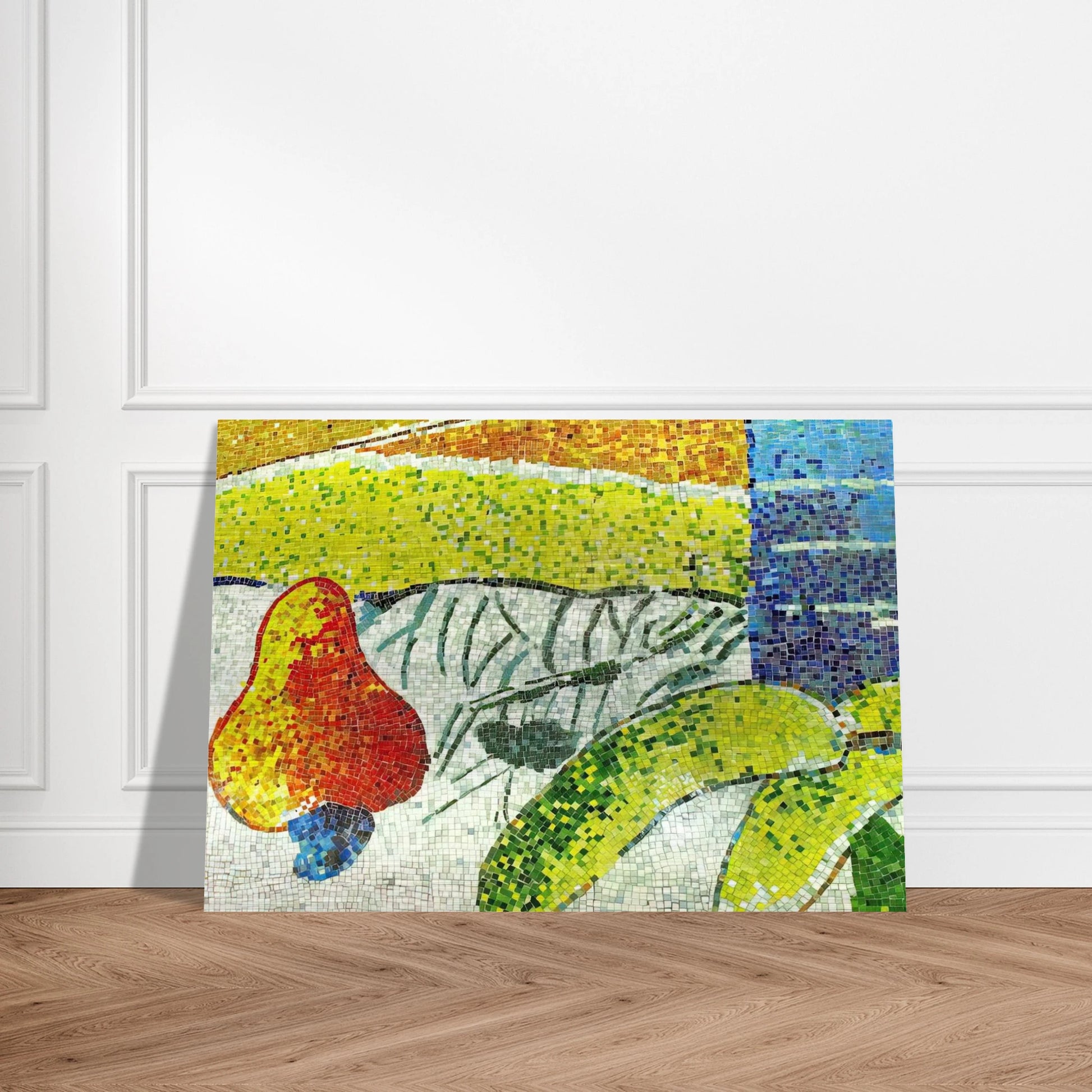 Caju e Bananas - Naïve Art Primitivism - Aldemir Martins Brushed Aluminum Print - 70x100 cm / 28x40 inches | Aldemir Martins Aluminum Print | Aldemir Martins Prints