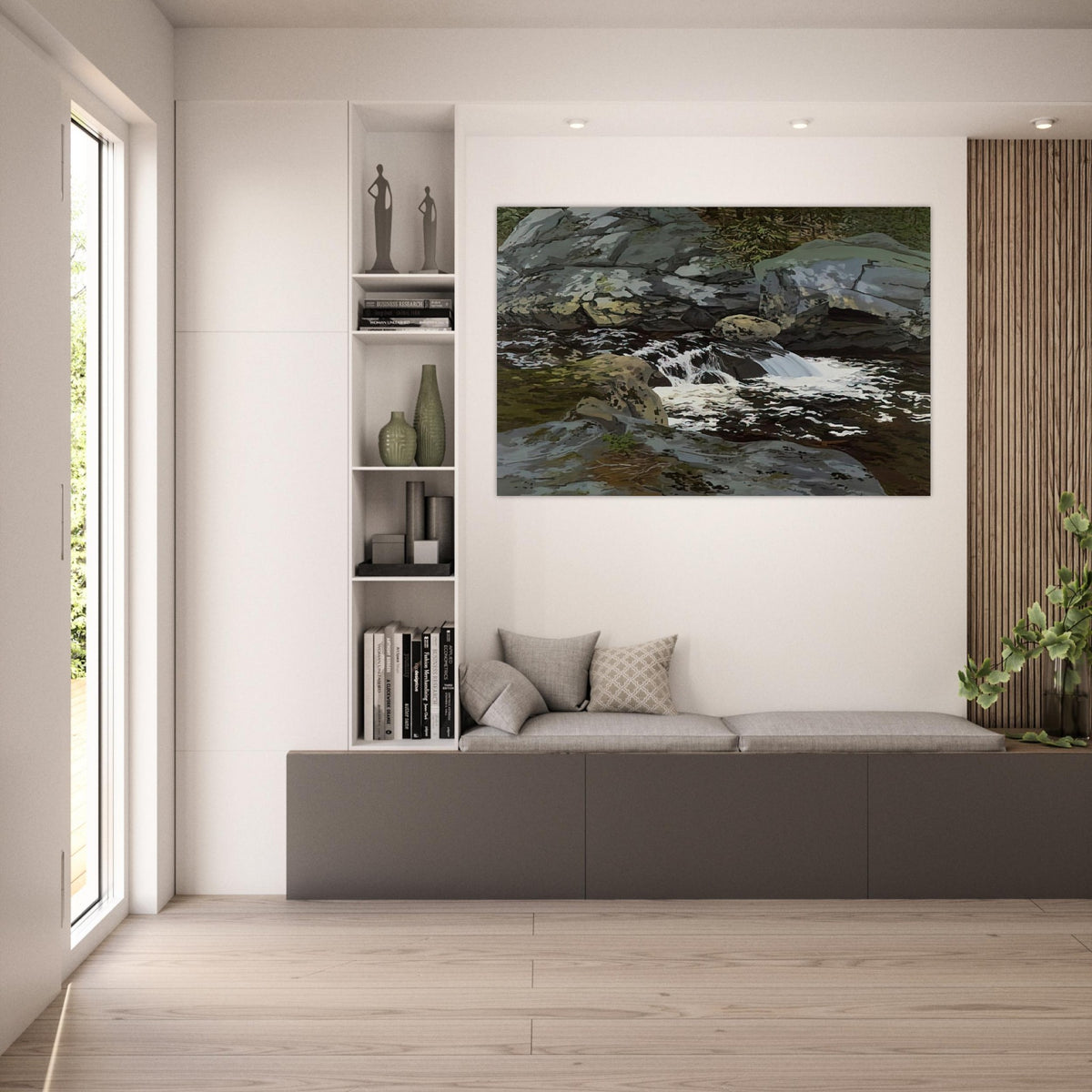Cascade - 1974 - Neil Welliver Art Prints - 100x150 cm / 40x60″ inches | Neil Welliver Poster | Neil Welliver Prints