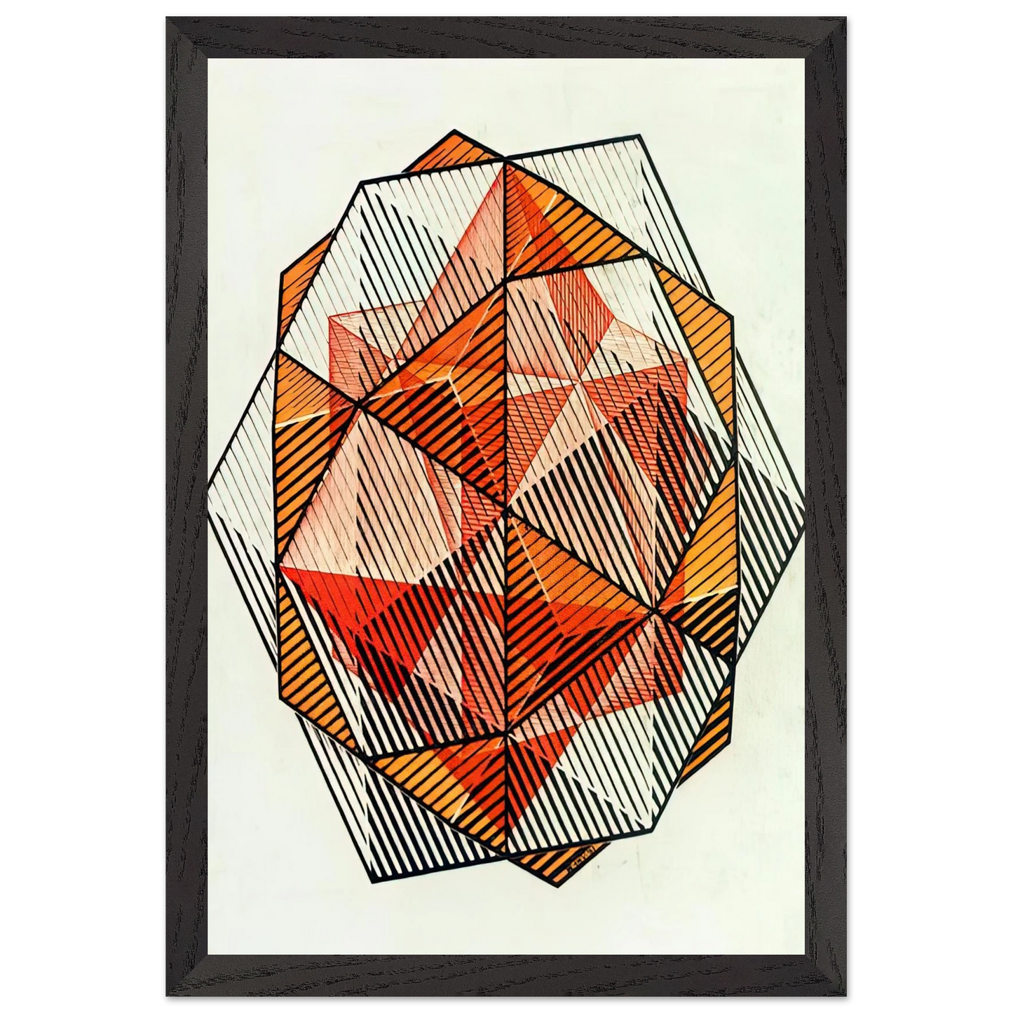 MC Escher - FOUR REGULAR SOLIDS Wall Art - 30x40 cm / 12x16 inches - Premium Wooden Framed Poster With Fine Art Paper-canvas - Wood frame