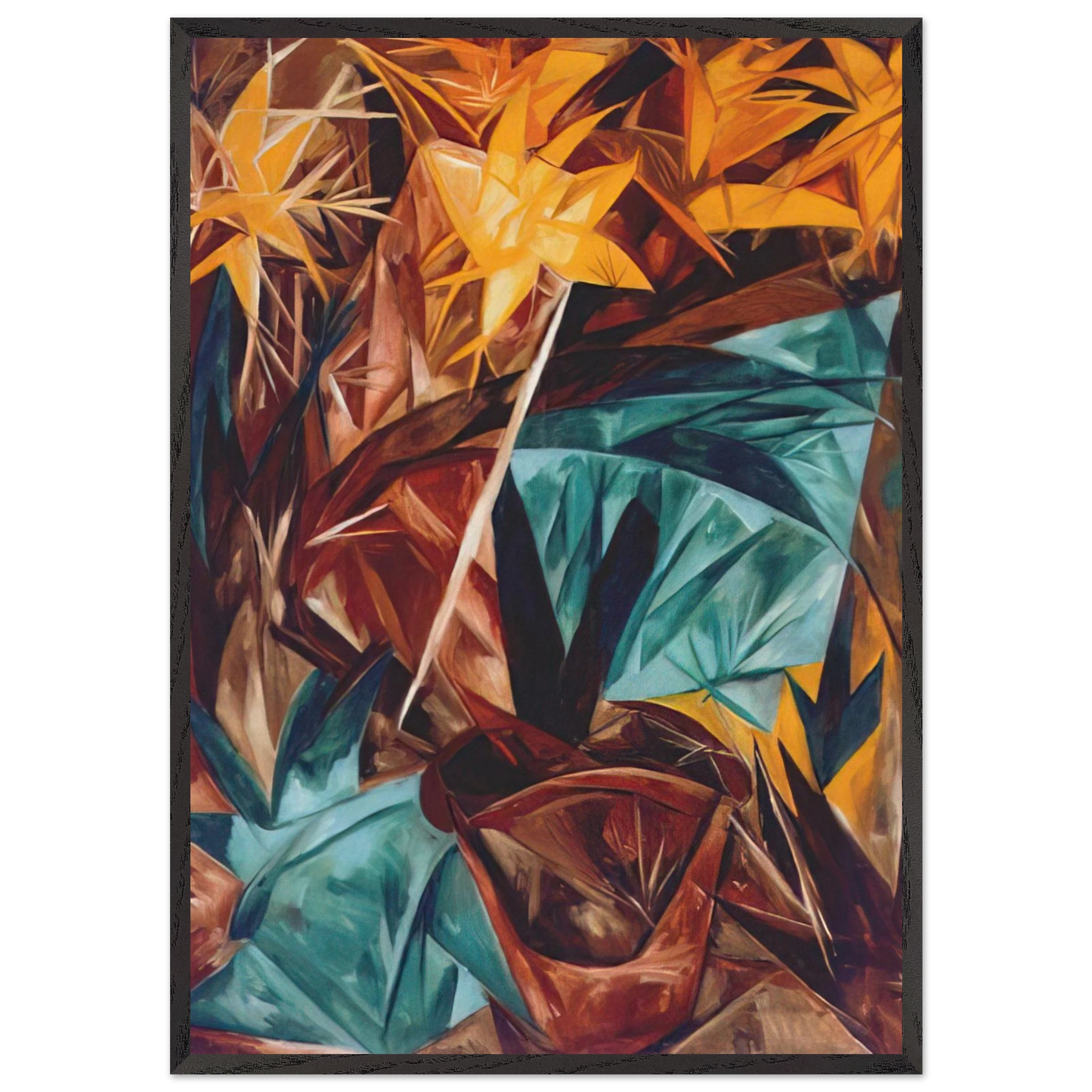 Rayonist lilies - 1913 - Natalia Goncharova 70x100 cm / 28x40 inches Framed Art Print – Black Wooden Frame