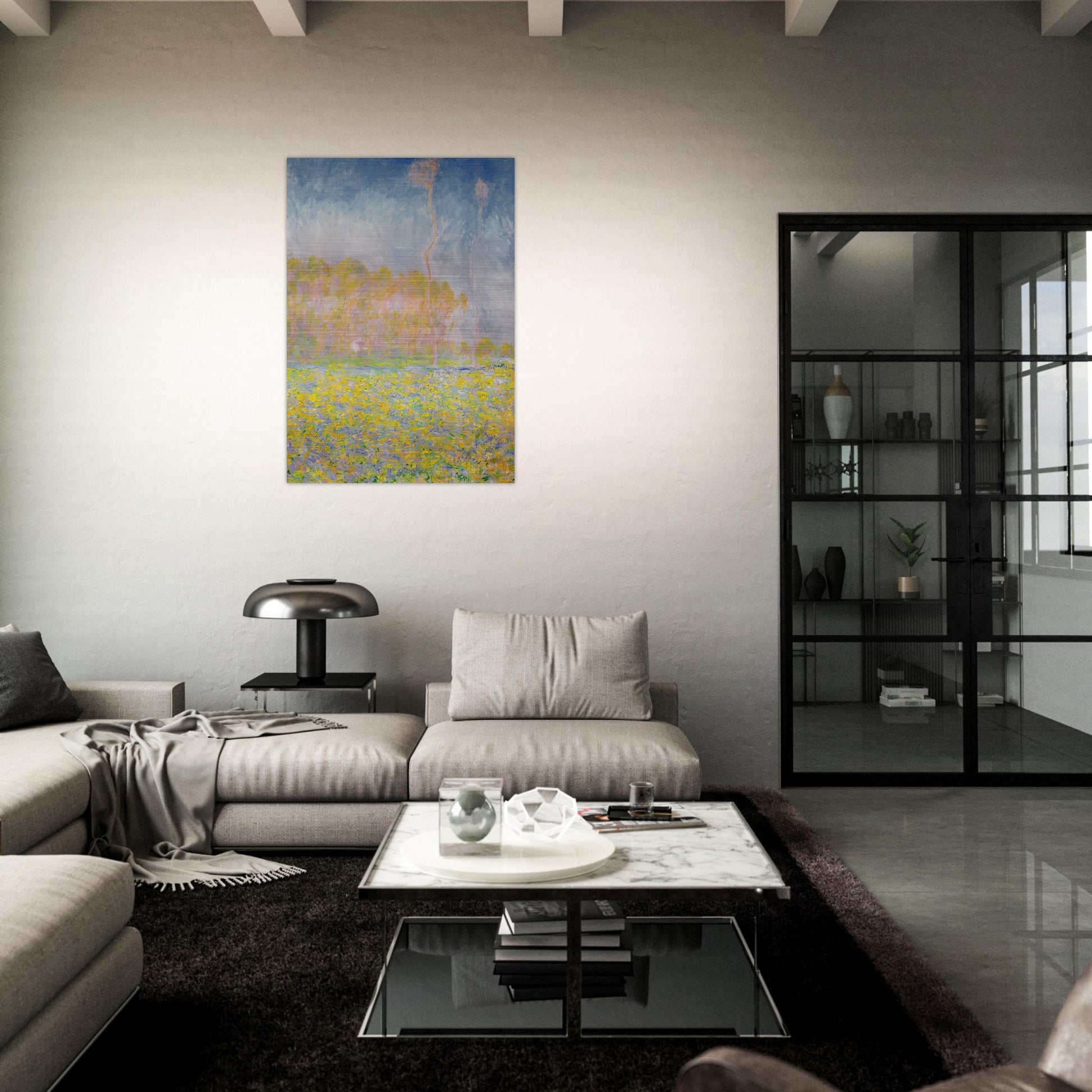 Springtime Landscape - claude monet Brushed Aluminum Print - 70x100 cm / 28x40 inches | claude monet Aluminum Print | claude monet Prints