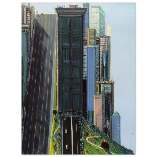 Wayne Thiebaud - Hill Street Day City - 1981 Wall Art - 21x29.7 cm / 8x12" - Fine Art Poster-canvas - -