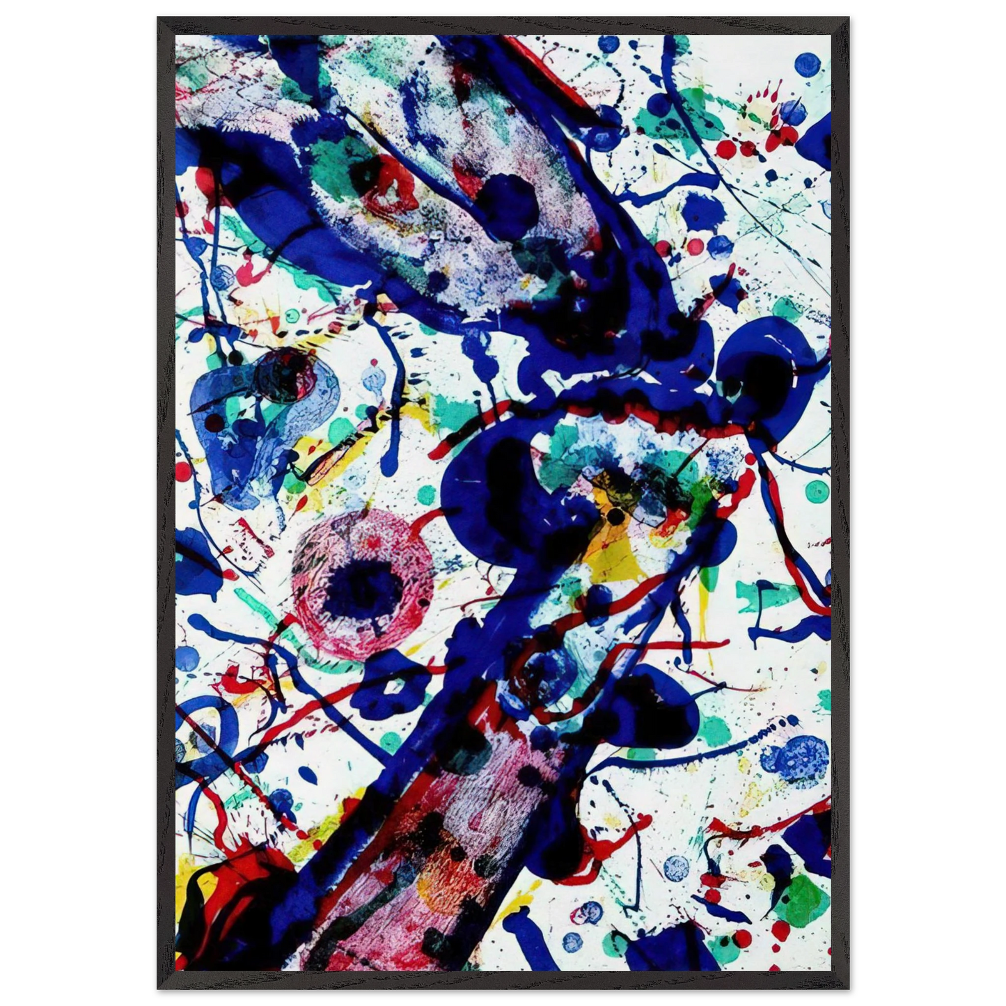 Untitled from Michel Waldberg s Posmes dans le ciel - Sam Francis 70x100 cm / 28x40 inches Framed Art Print – Black Wooden Frame