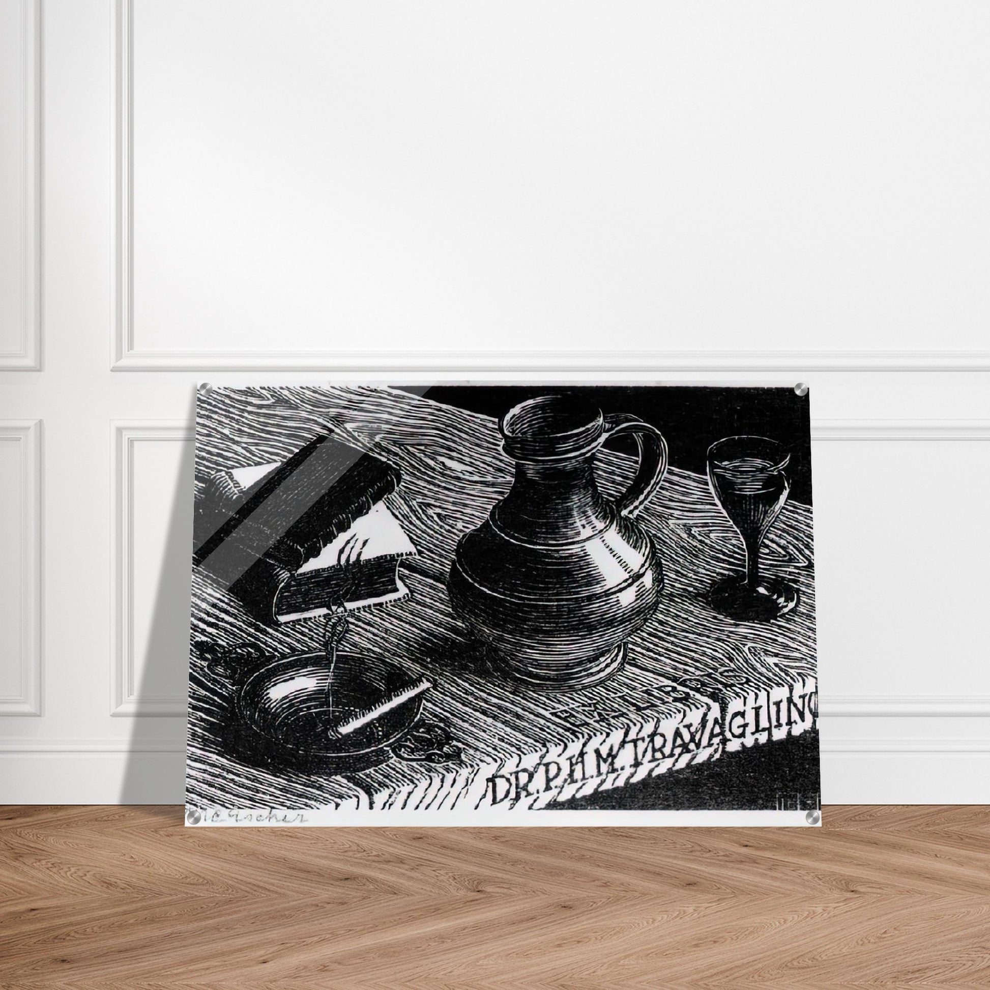 BOOKPLATE DR P H M TRAVAGLINO - MC Escher Acrylic Print - 70x100 cm / 28x40″ inches | Maurits Cornelis Escher Prints