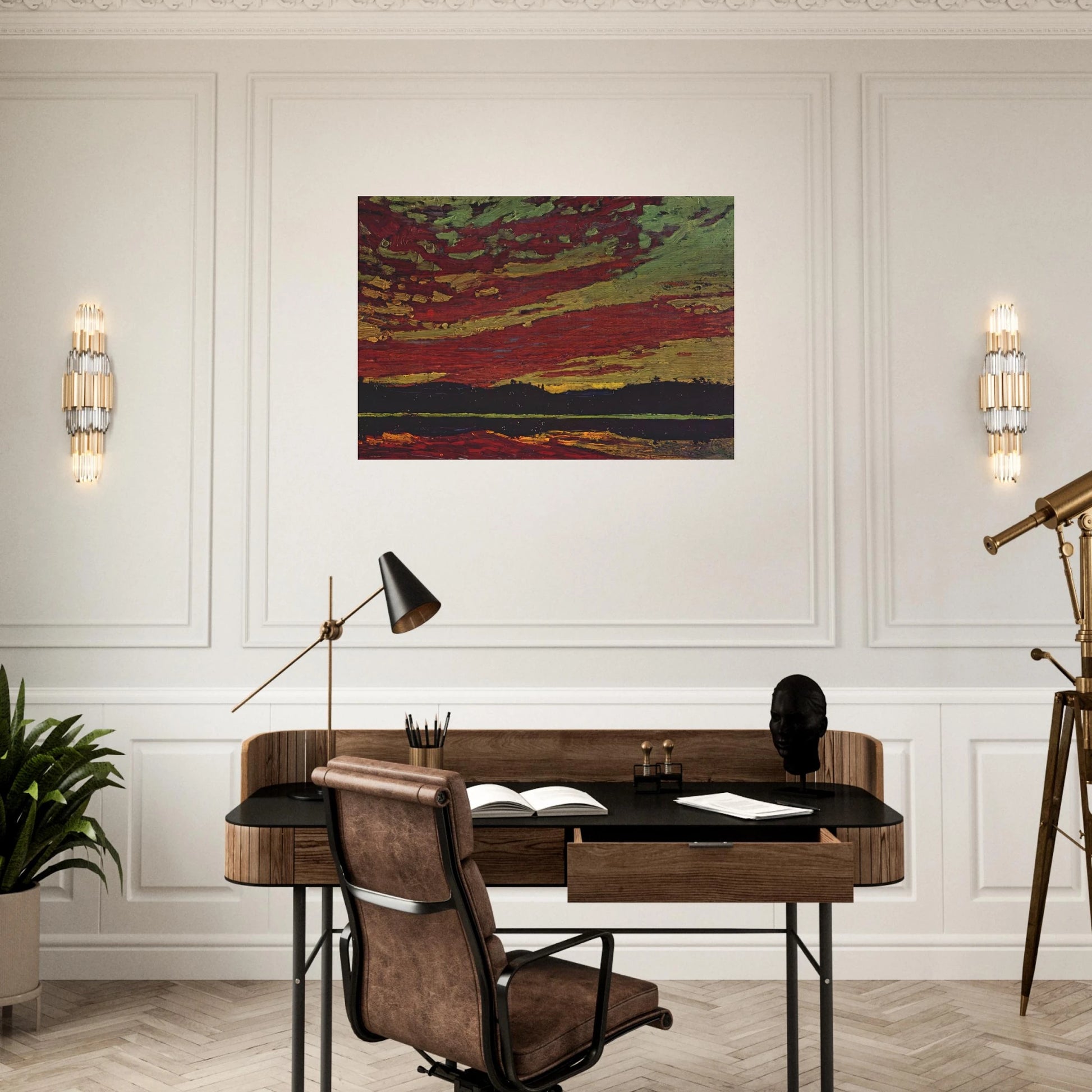 SUNSET 1915 - Tom Thomson Brushed Aluminum Print - 70x100 cm / 28x40 inches | Tom Thomson Aluminum Print | Tom Thomson Prints