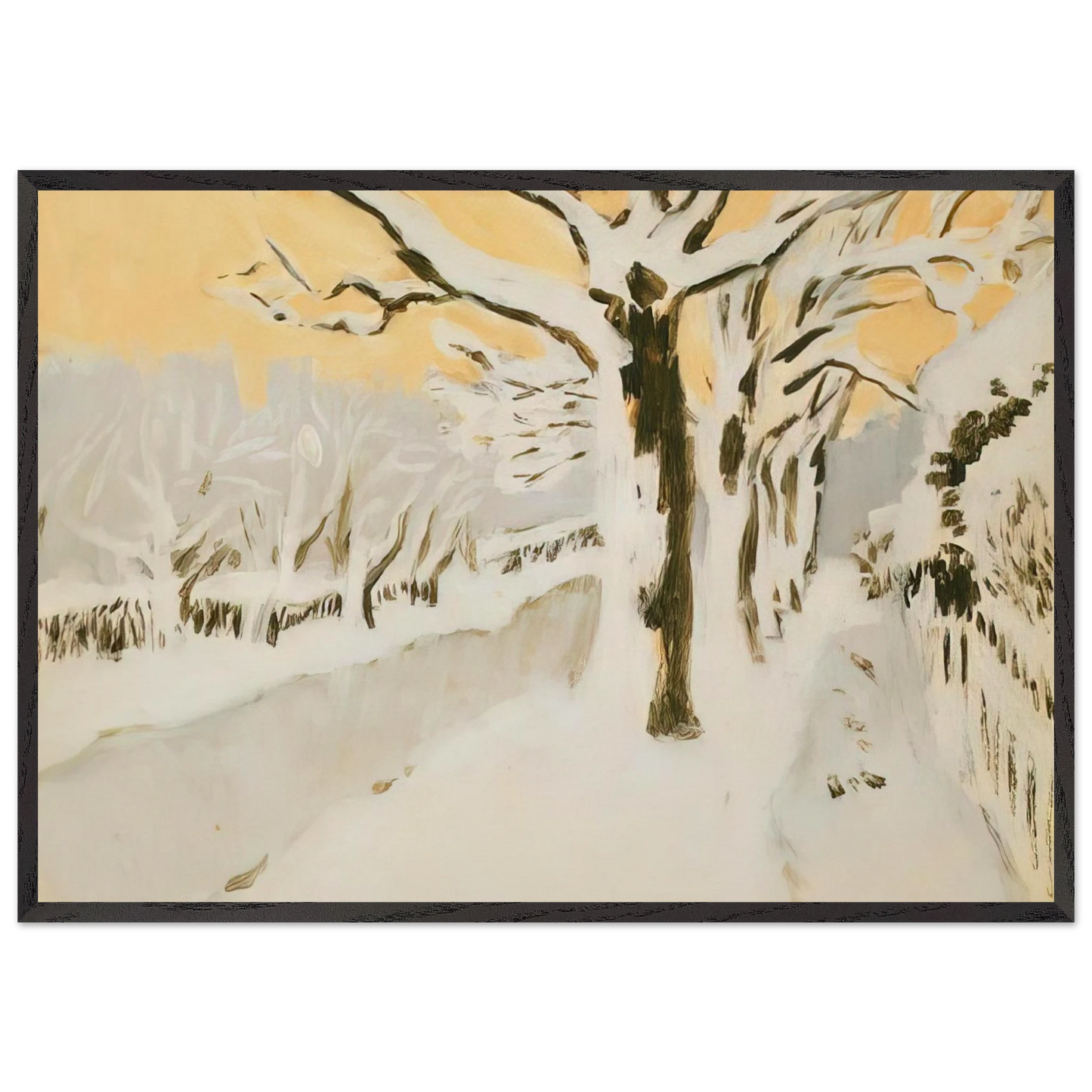 LATE AFTERNOON SNOW 1972 - Fairfield Porter 70x100 cm / 28x40 inches Framed Art Print – Black Wooden Frame