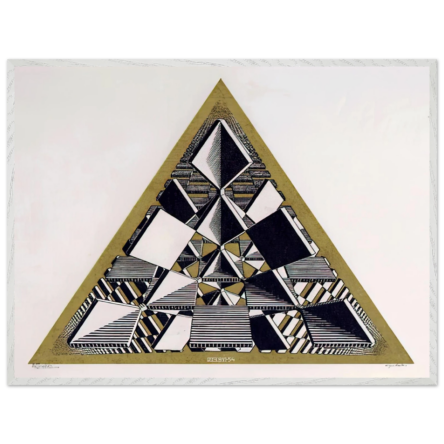 MC Escher - THREE INTERSECTING PLANES COLOUR Wall Art - 60x80 cm / 24x32 inches - Premium Wooden Framed Poster With Fine Art Paper-canvas - White frame