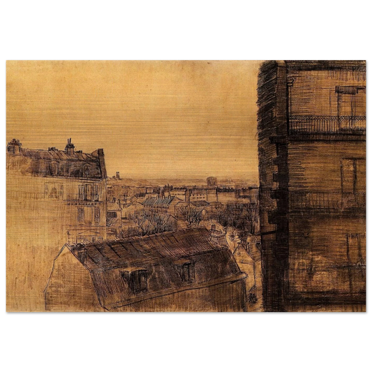 View from the Apartment in the Rue Lepic - Vincent van Gogh Brushed Aluminum Print - 70x100 cm / 28x40 inches | Vincent van Gogh Aluminum Print | Vincent van Gogh Prints