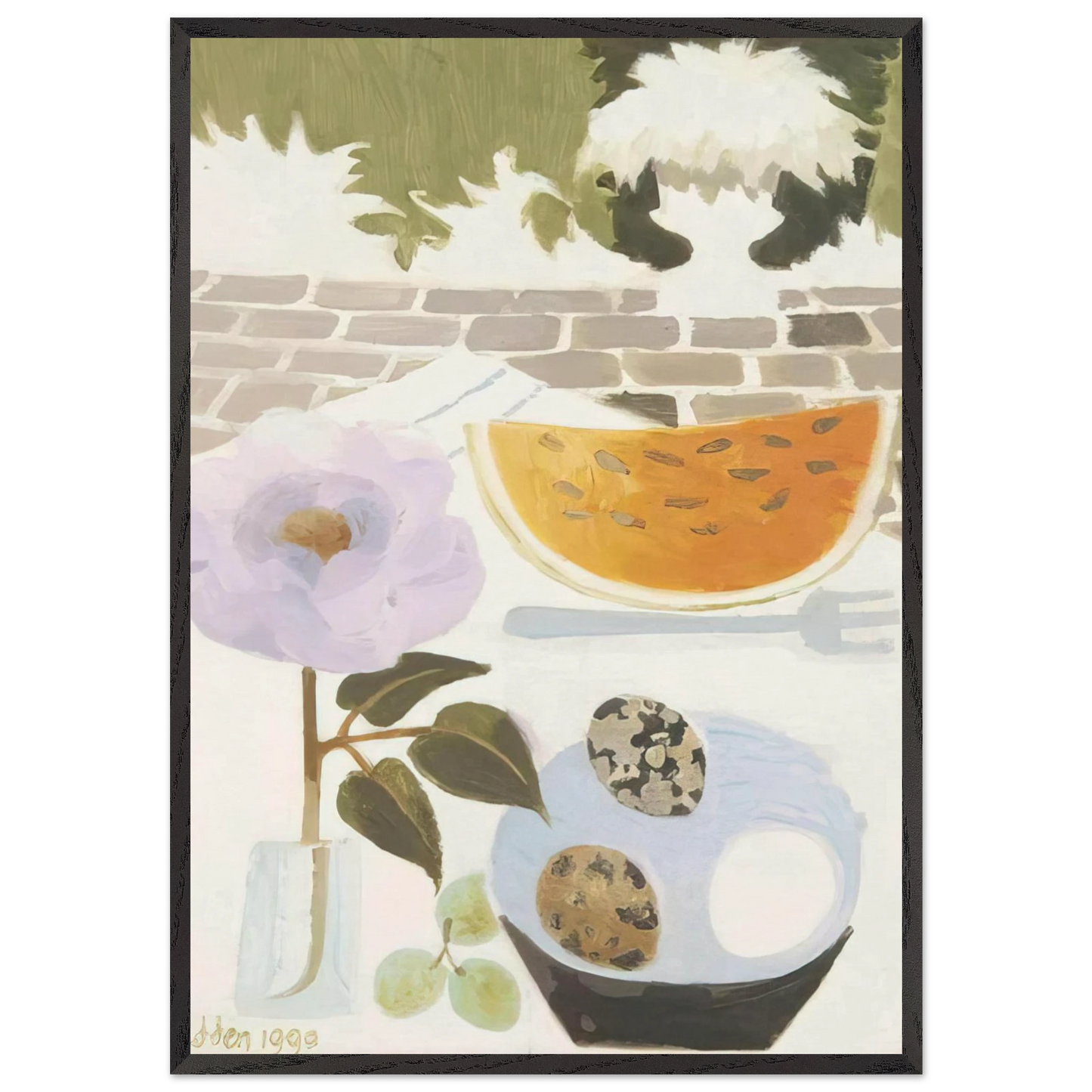 A Slice of Melon - 1990 - Mary Fedden 70x100 cm / 28x40 inches Framed Art Print – Black Wooden Frame