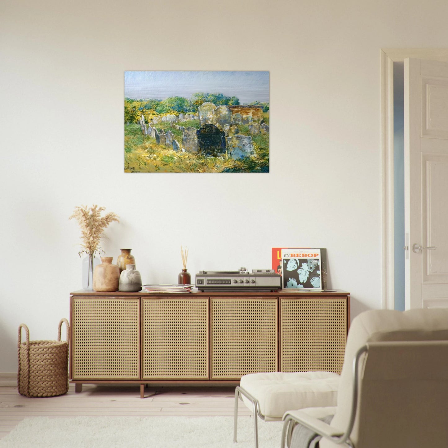 Colonial Graveyard at Lexington - Childe Hassam Brushed Aluminum Print - 70x100 cm / 28x40 inches | Childe Hassam Aluminum Print | Childe Hassam Prints