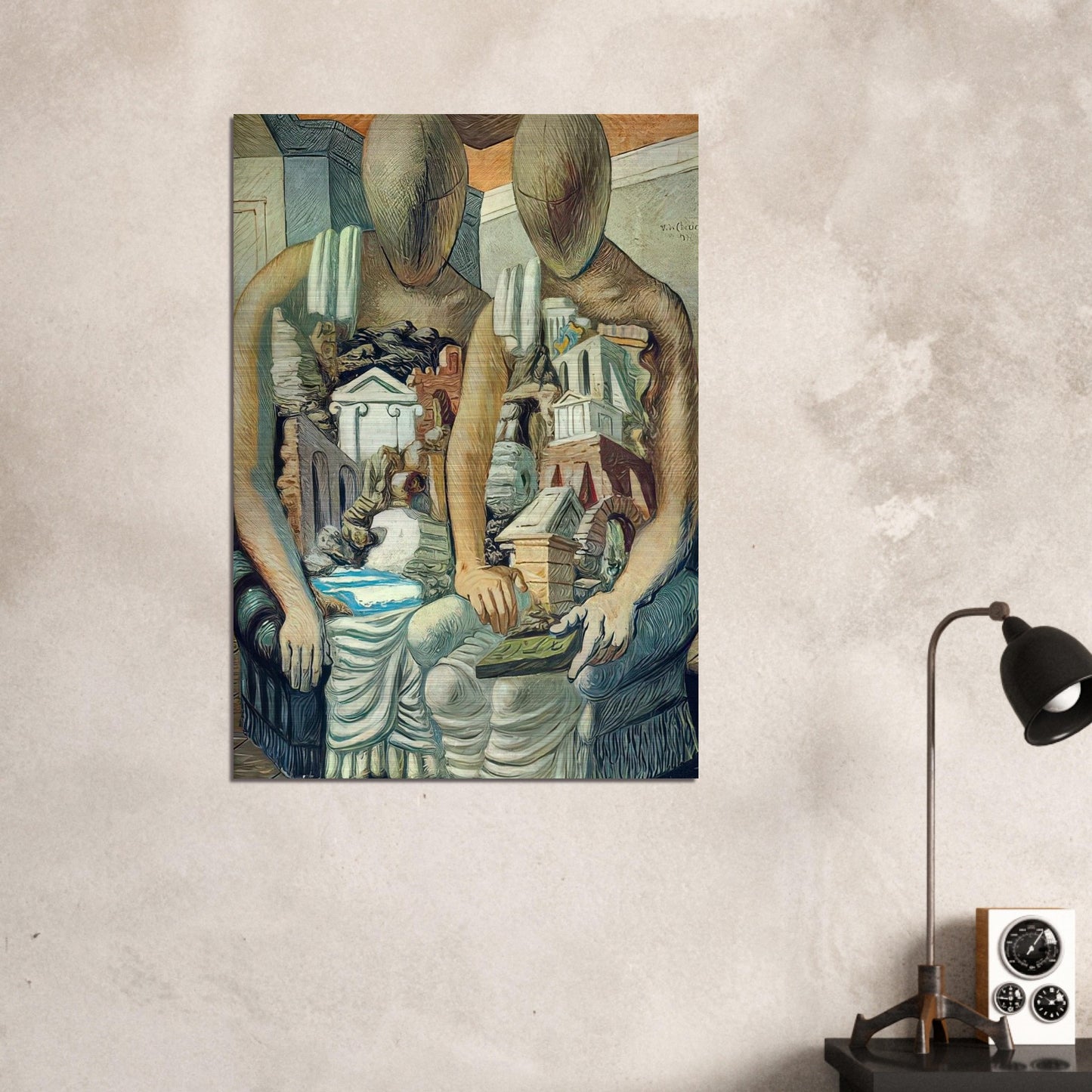 THE ARCHAEOLOGISTS 1927 - Giorgio de Chirico Brushed Aluminum Print - 70x100 cm / 28x40 inches | Giorgio de Chirico Aluminum Print | Giorgio de Chirico Prints