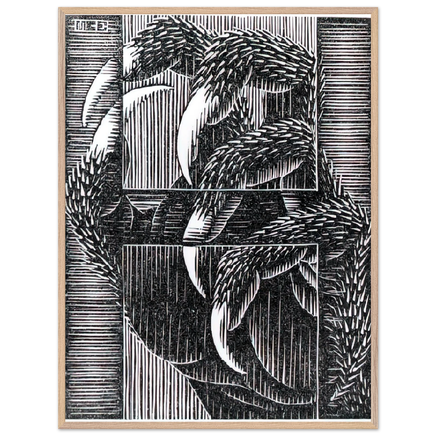 MC Escher - ESCHER (13) Wall Art - 30x40 cm / 12x16 inches - Premium Wooden Framed Poster With Fine Art Paper-canvas - Wood frame