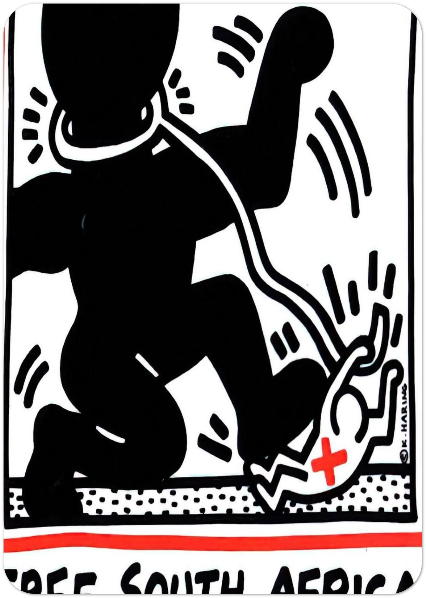 FREE SOUTH AFRICA 1985 By Keith Haring Pack of 10 Post Cards | Keith Haring Post Cards | A6 (10.5 x 14.8 cm) - 4.1 x 5.8 inches