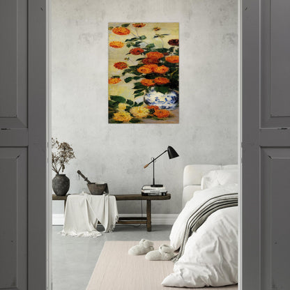Dahlias - claude monet Brushed Aluminum Print - 70x100 cm / 28x40 inches | claude monet Aluminum Print | claude monet Prints