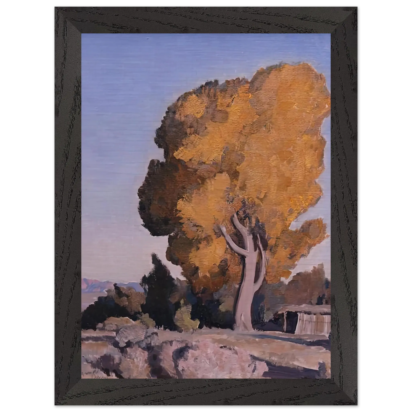 Maynard Dixon - LOW COUNTRY COTTONWOOD 1940 Wall art - 30x45 cm / 12x18 Inches - Premium Wooden Framed Poster With Fine Art Paper - White frame