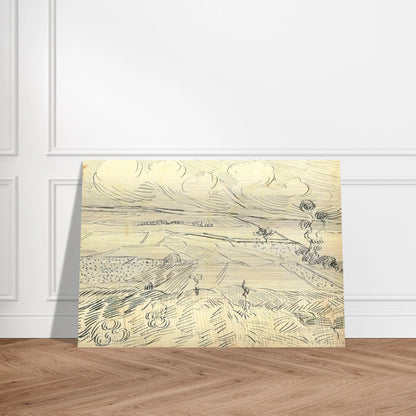 Wheat Fields - Vincent van Gogh Brushed Aluminum Print - 70x100 cm / 28x40 inches | Vincent van Gogh Aluminum Print | Vincent van Gogh Prints