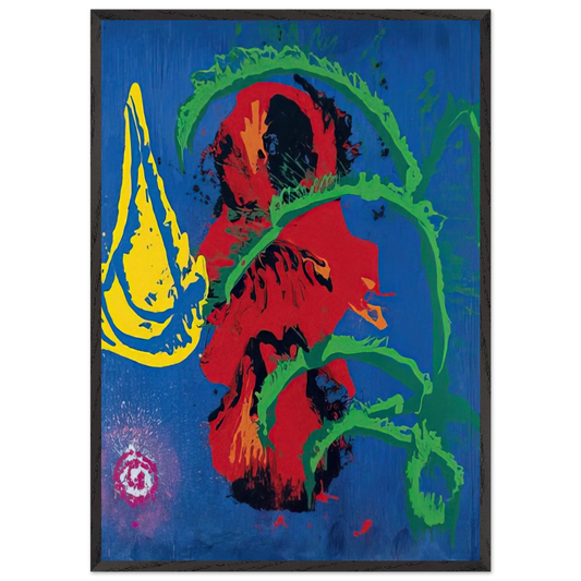 Yellow Boat 7898 - 1998 - John Hoyland 70x100 cm / 28x40 inches Framed Art Print – Black Wooden Frame