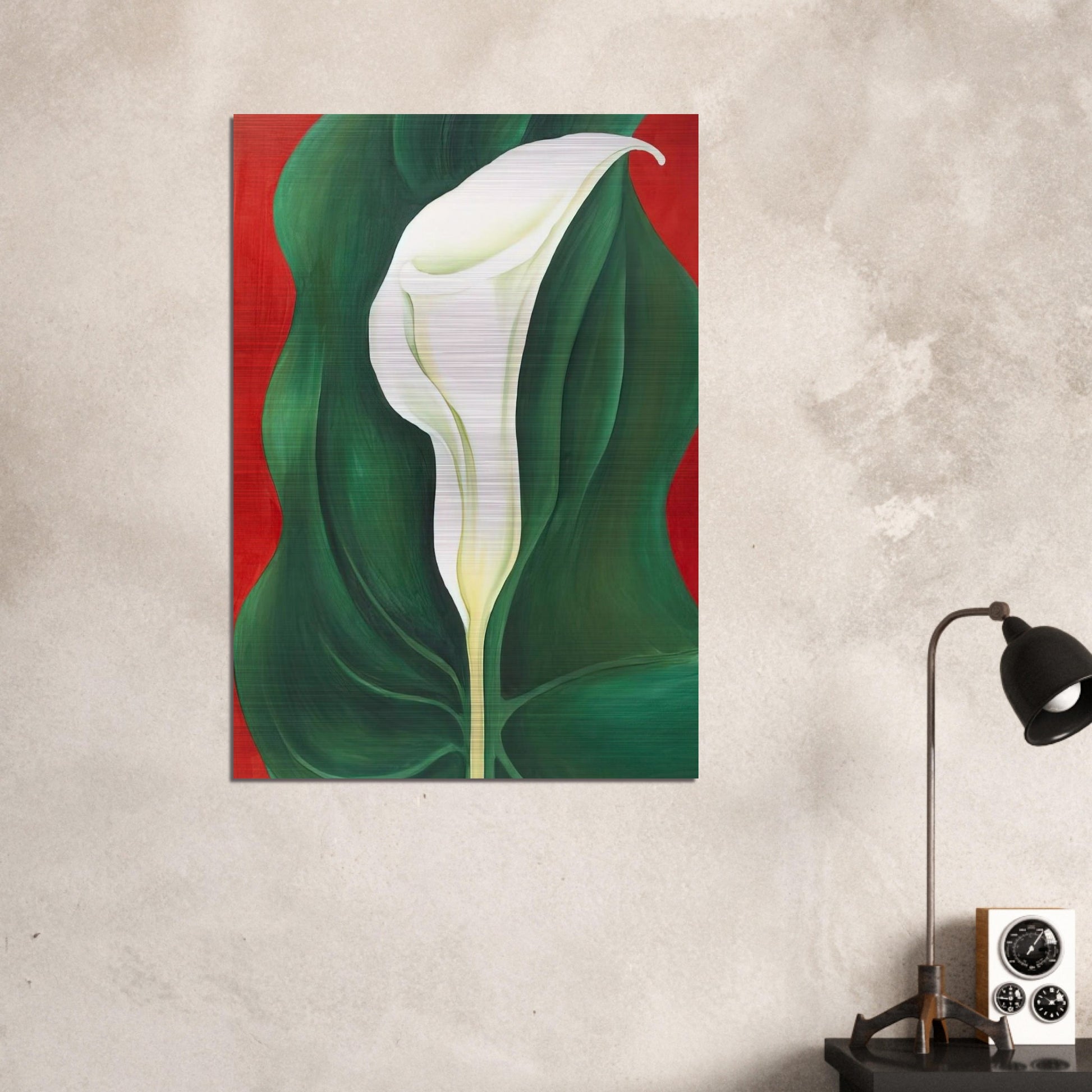 Single Calla Lily  Red  - Georgia O'Keeffe Brushed Aluminum Print - 70x100 cm / 28x40 inches | Georgia O'Keeffe Aluminum Print | Georgia O'Keeffe Prints
