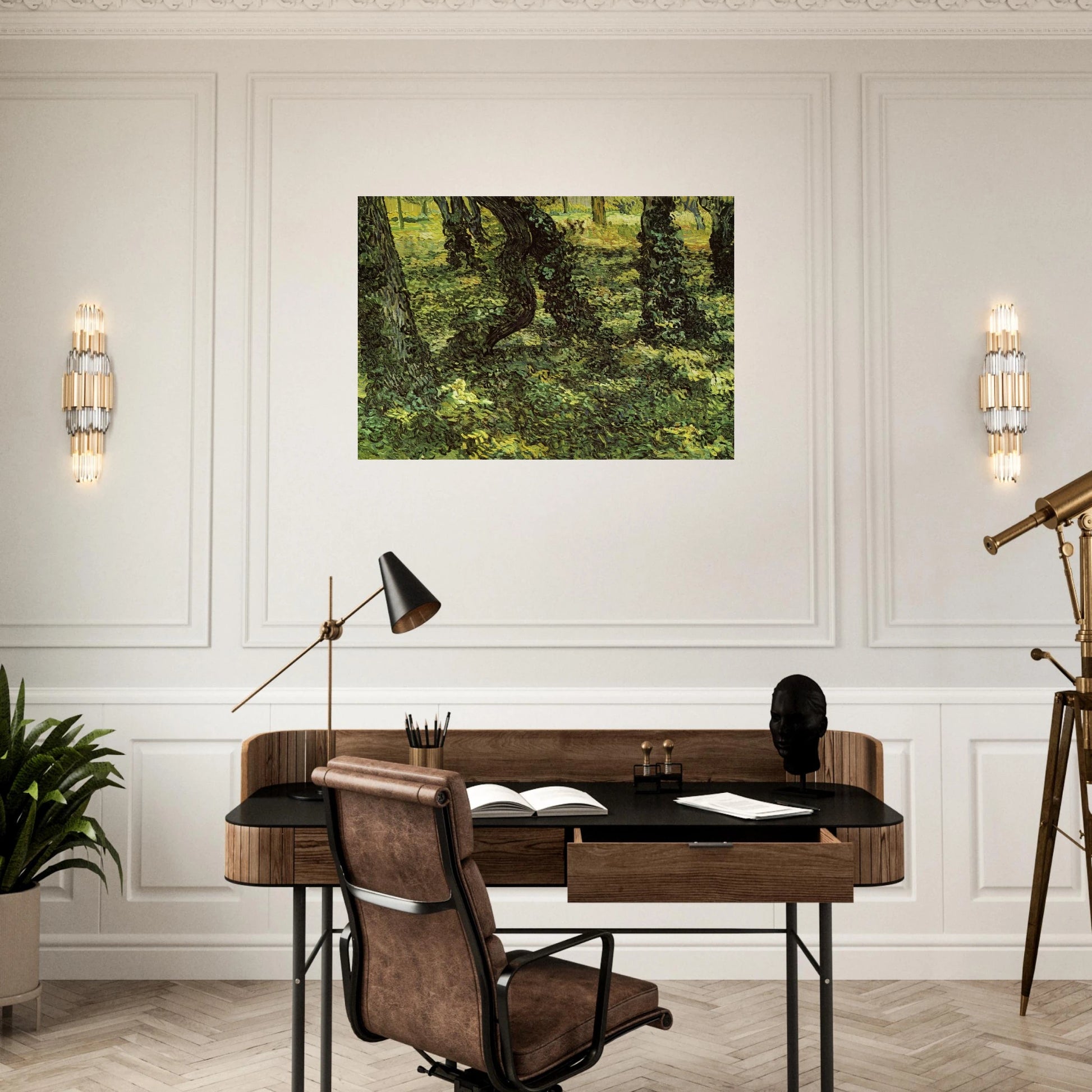 Trunks of Trees with Ivy - Vincent van Gogh Brushed Aluminum Print - 70x100 cm / 28x40 inches | Vincent van Gogh Aluminum Print | Vincent van Gogh Prints