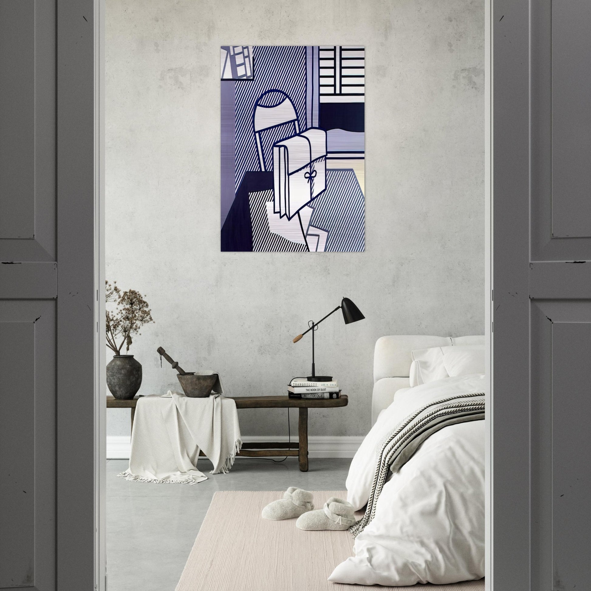 STILL LIFE WITH DOSSIER 1976 - Roy Lichtenstein Brushed Aluminum Print - 70x100 cm / 28x40 inches | Roy Lichtenstein Aluminum Print | Roy Lichtenstein Prints