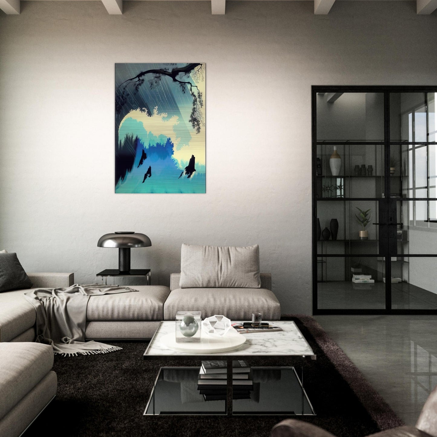 Ocean Splash - Eyvind Earle Brushed Aluminum Print - 70x100 cm / 28x40 inches | Eyvind Earle Aluminum Print | Eyvind Earle Prints