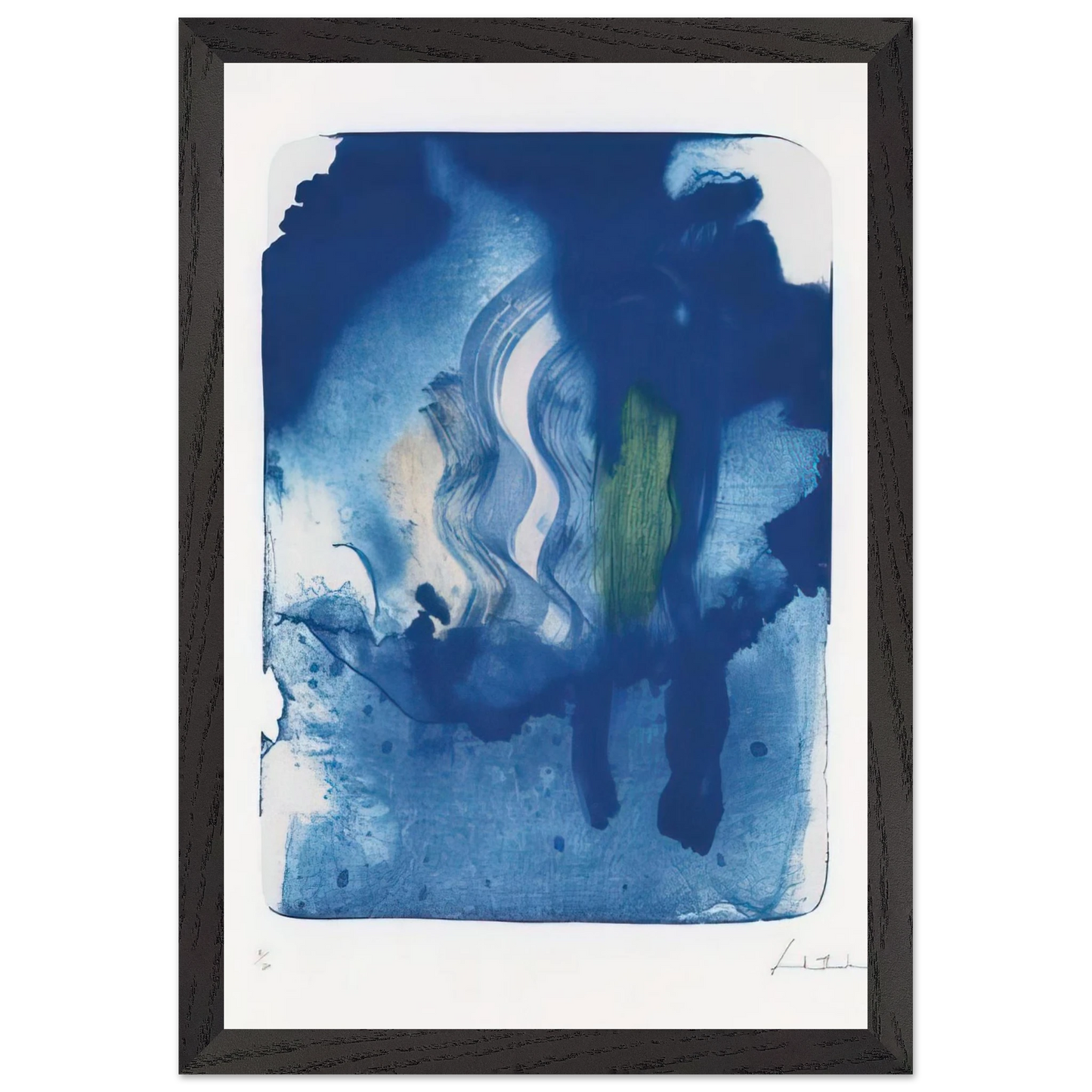 Helen Frankenthaler - Reflections V - 1995 Wall art - 28x43  cm / XL (11x17 inches) - Premium Wooden Framed Poster With Fine Art Paper-canvas - White frame