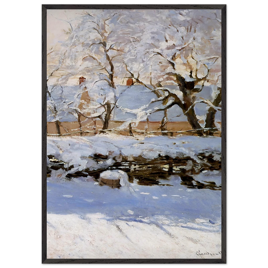 The Magpie - claude monet 70x100 cm / 28x40 inches Framed Art Print – Black Wooden Frame