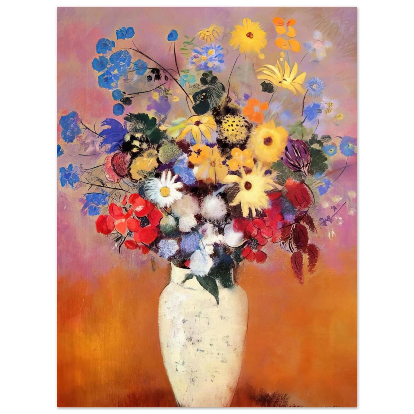 Odilon Redon - WHITE VASE WITH FLOWERS 1916  75x100 cm / 30x40inches Fine Art Poster