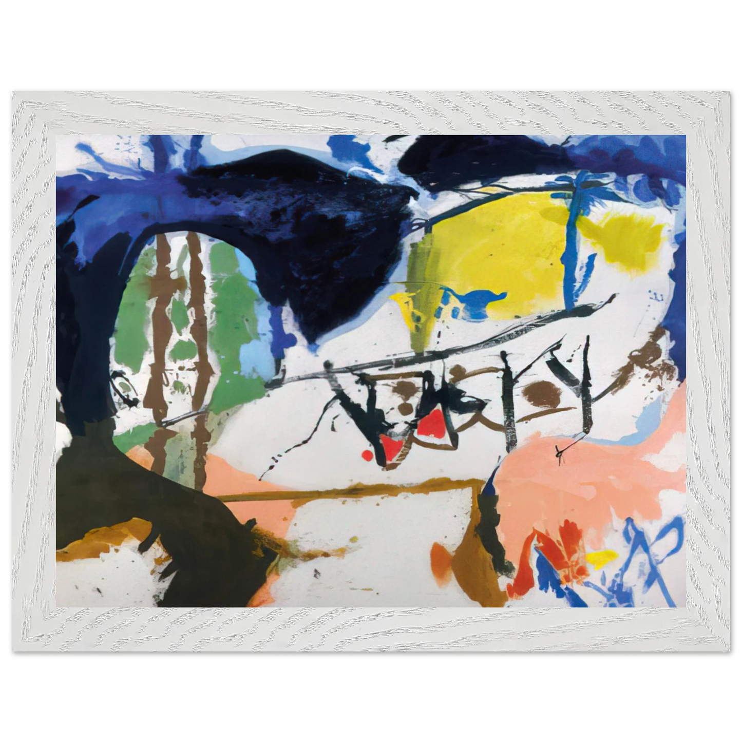 Helen Frankenthaler - Acres - 1959 Wall art - 30x45 cm / 12x18 inches - Premium Wooden Framed Poster With Fine Art Paper-canvas - Black frame