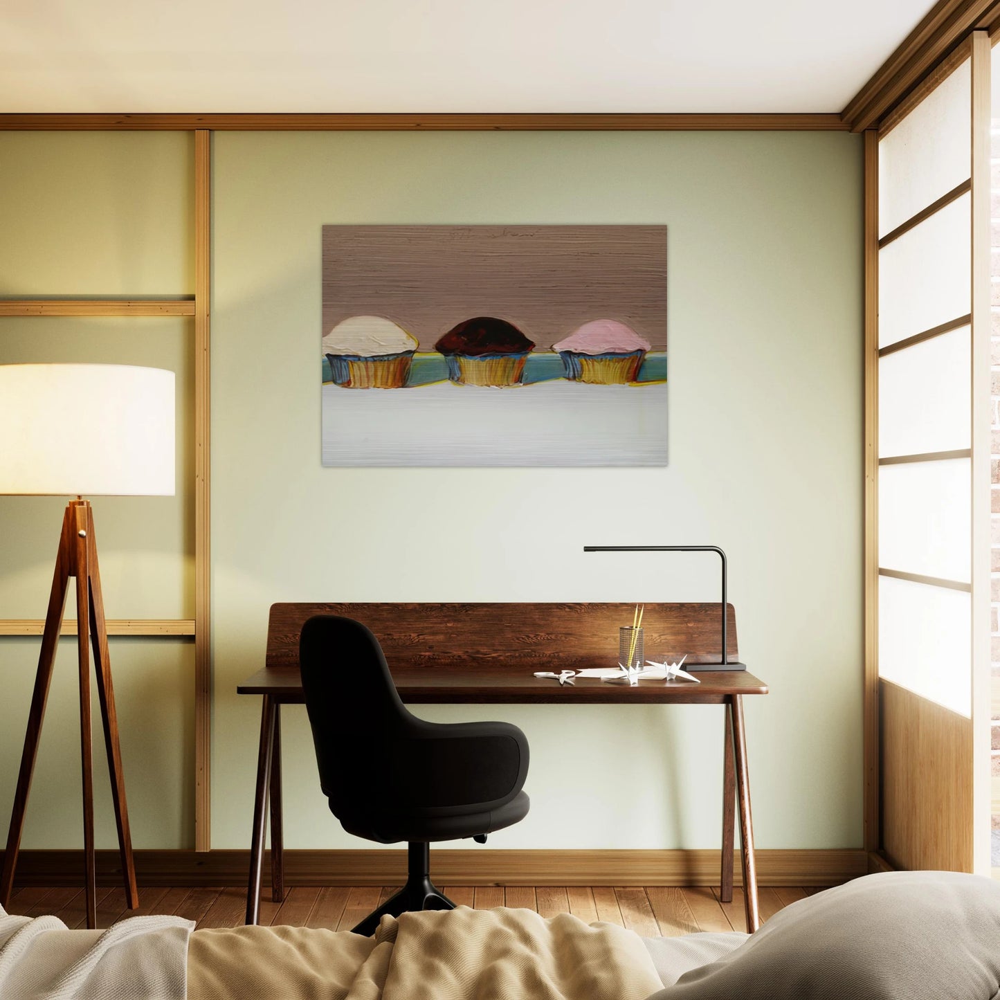Neapolitan Cupcakes - 2008 - Wayne Thiebaud Brushed Aluminum Print - 70x100 cm / 28x40 inches | Wayne Thiebaud Aluminum Print | Wayne Thiebaud Prints