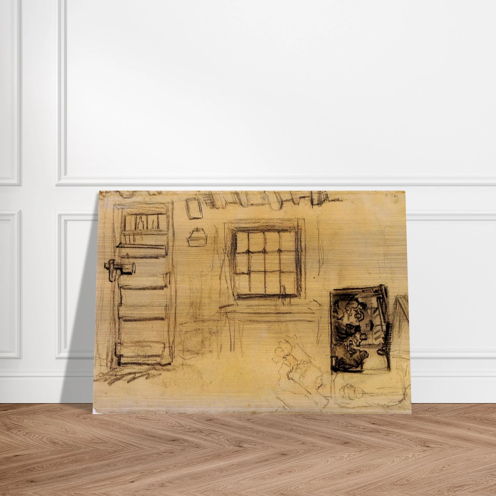 Studies of the Interior of a Cottage, and a Sketch of The Potato Eaters - Vincent van Gogh Brushed Aluminum Print - 70x100 cm / 28x40 inches | Vincent van Gogh Aluminum Print | Vincent van Gogh Prints