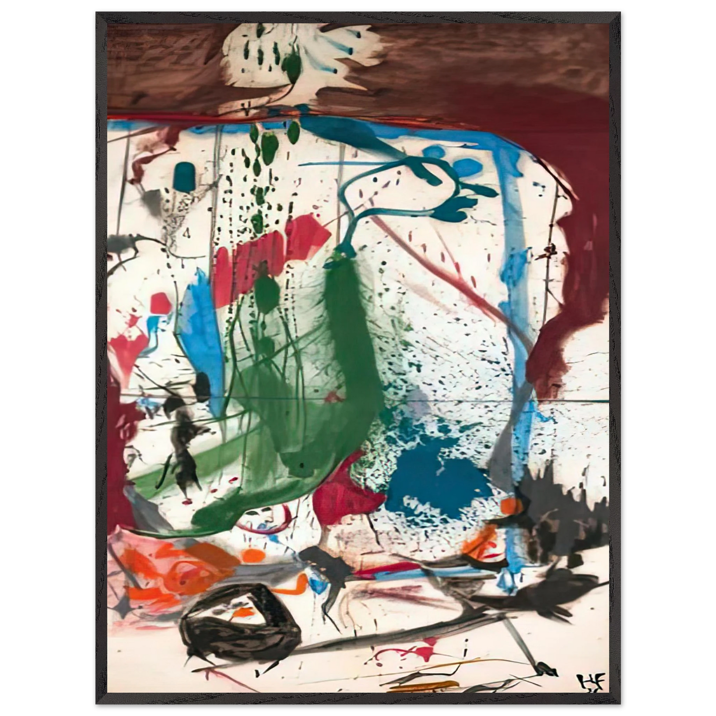 Helen Frankenthaler - Las Mayas, 1958- Wall Art - 60x80 cm / 24x32 inches - Premium Wooden Framed Poster With Fine Art Paper-canvas - Black frame